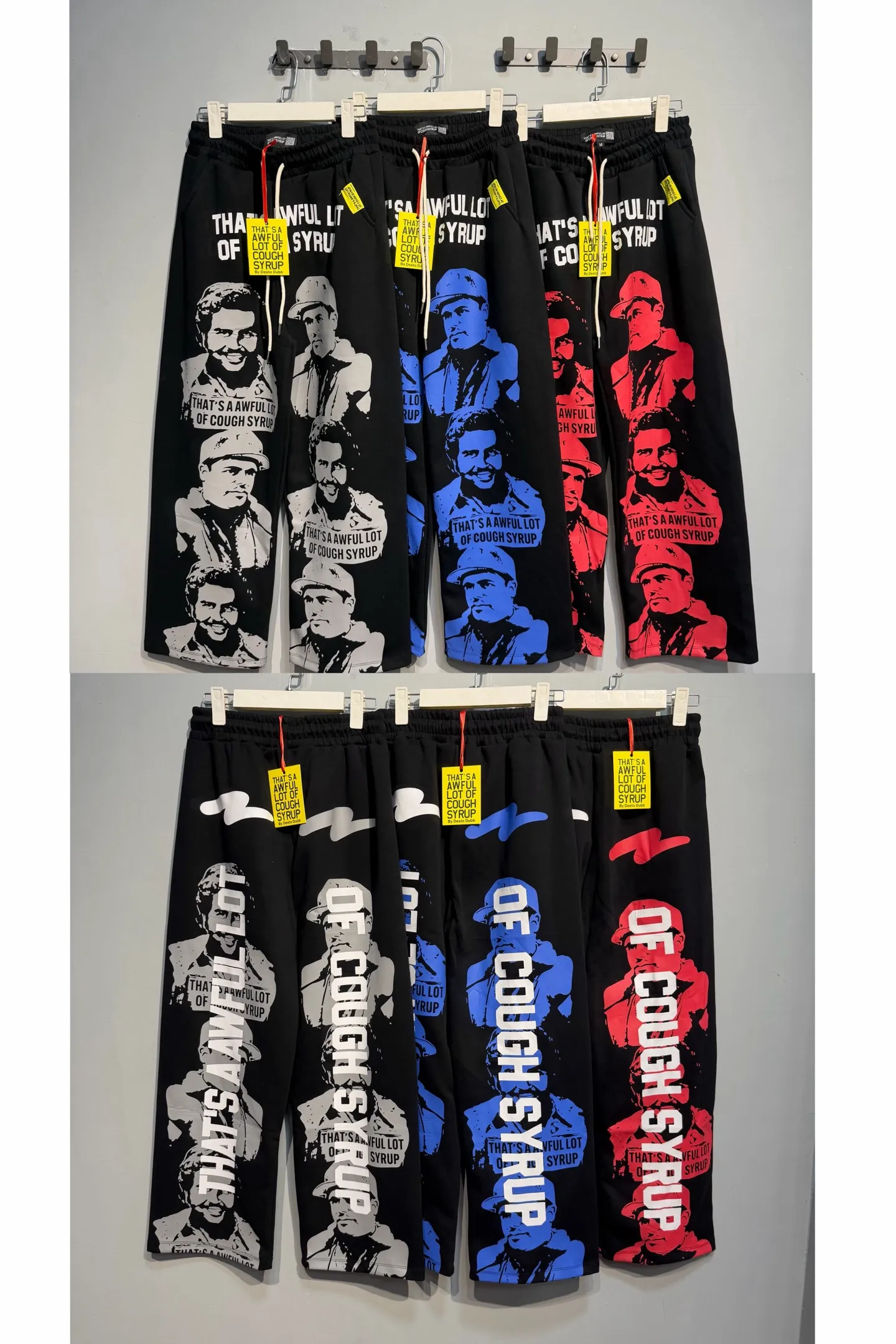 Sweatpants T 002# ｜ THAT'S A AWFUL LOT OF COUGH SYRUP American simplicity, trendy brand for men and women, Same Style. Star of tomorrow Fabric (fabric): Gram sweatshirt cotton composite Sizes (size): S-M L X L Color (colour): black-gray/black-red/black-blue